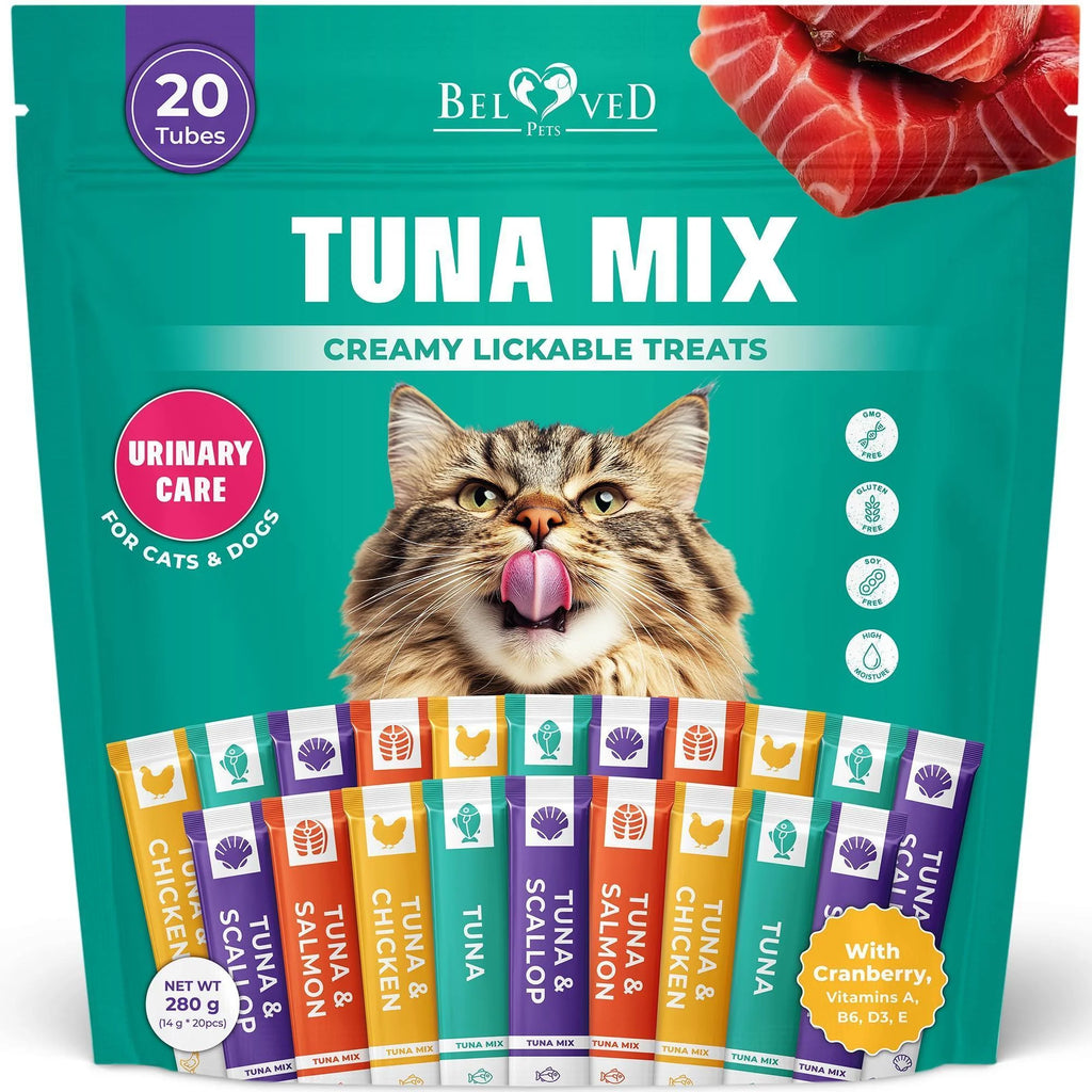 Lickable Cat Treats Squeeze Tubes 20 Sticks Tuna Urinary Care Multivitamin