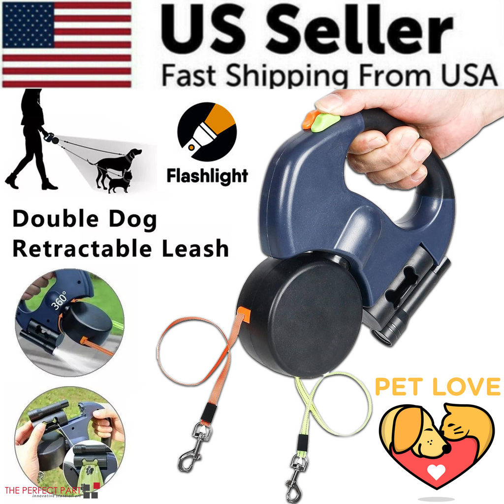 Revolutionary Dual Pet Leash: Retractable, Reflective, and Tangle-Free 360° Swivel Design for Effortless Dog Walking