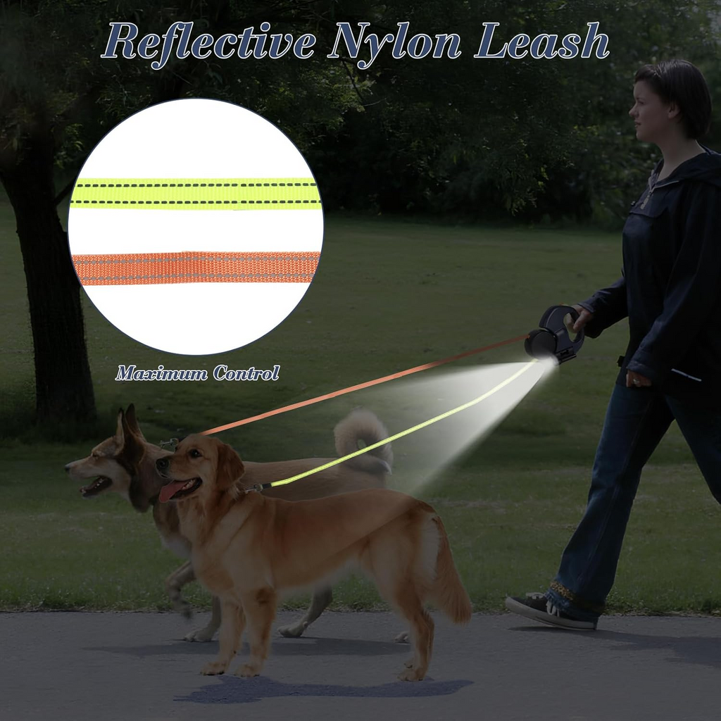 Revolutionary Dual Pet Leash: Retractable, Reflective, and Tangle-Free 360° Swivel Design for Effortless Dog Walking