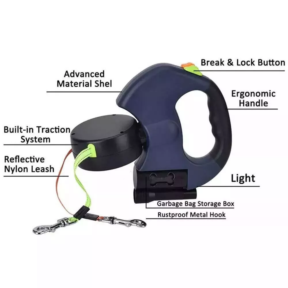 Revolutionary Dual Pet Leash: Retractable, Reflective, and Tangle-Free 360° Swivel Design for Effortless Dog Walking