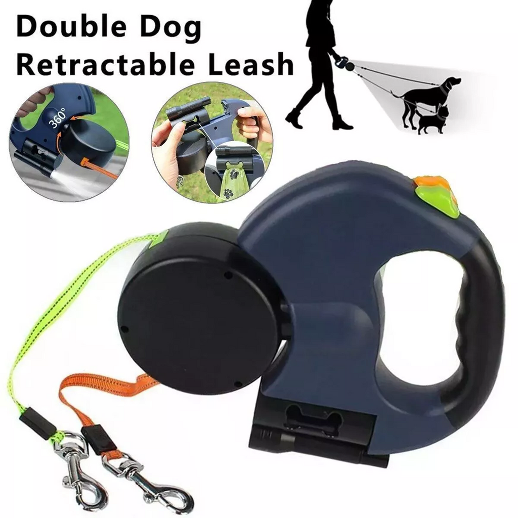 Revolutionary Dual Pet Leash: Retractable, Reflective, and Tangle-Free 360° Swivel Design for Effortless Dog Walking