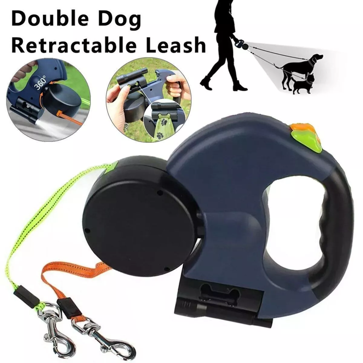 Revolutionary Dual Pet Leash: Retractable, Reflective, and Tangle-Free 360° Swivel Design for Effortless Dog Walking