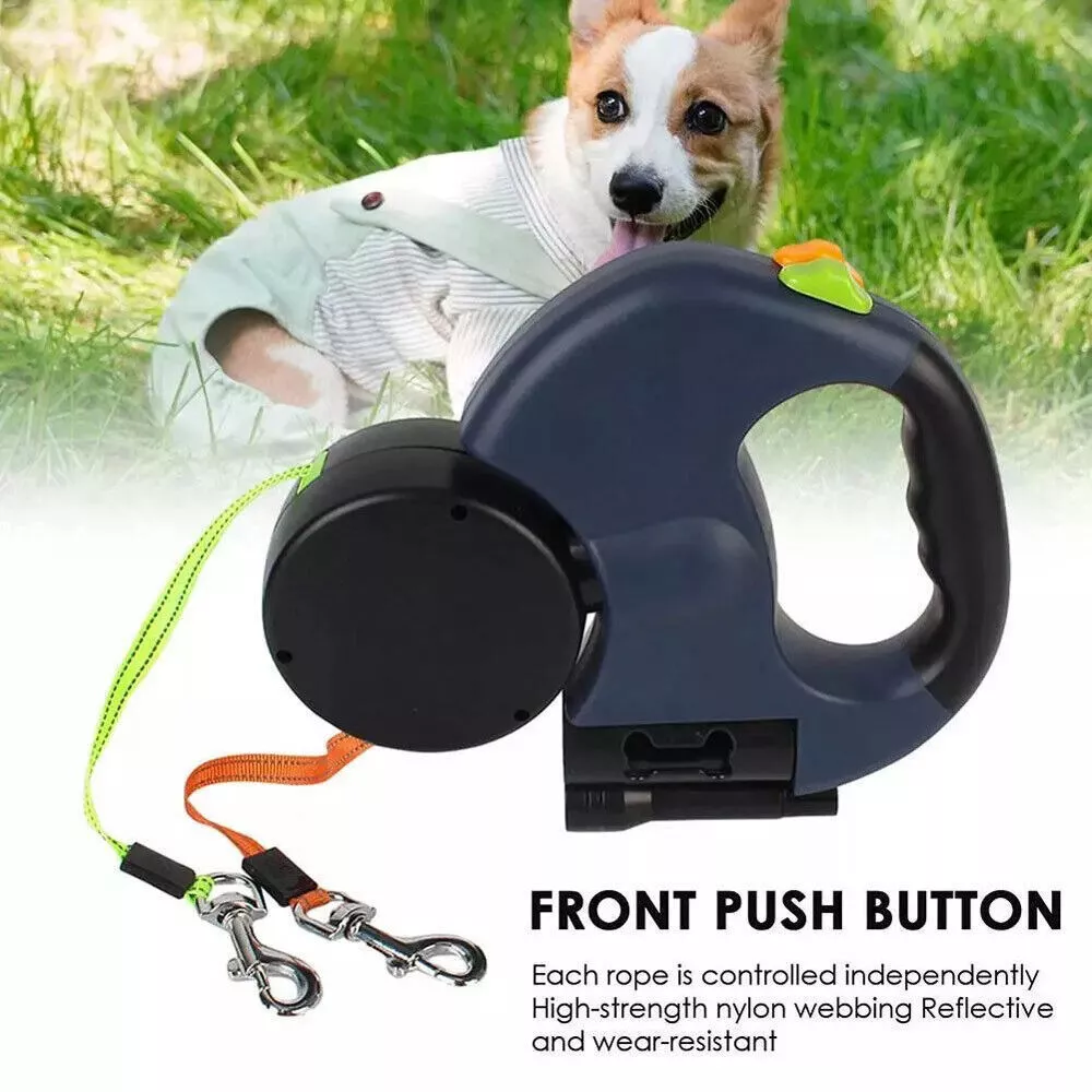 Revolutionary Dual Pet Leash: Retractable, Reflective, and Tangle-Free 360° Swivel Design for Effortless Dog Walking