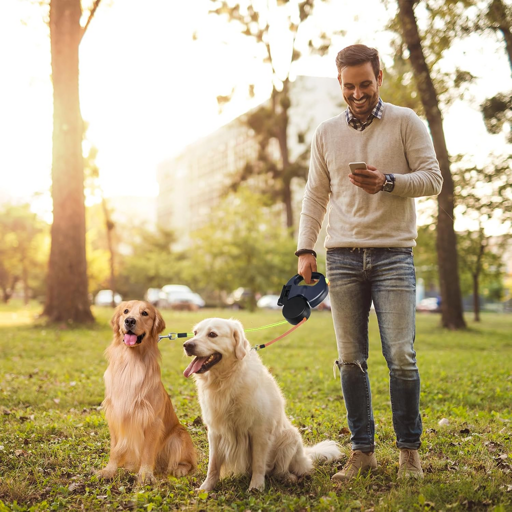 Revolutionary Dual Pet Leash: Retractable, Reflective, and Tangle-Free 360° Swivel Design for Effortless Dog Walking