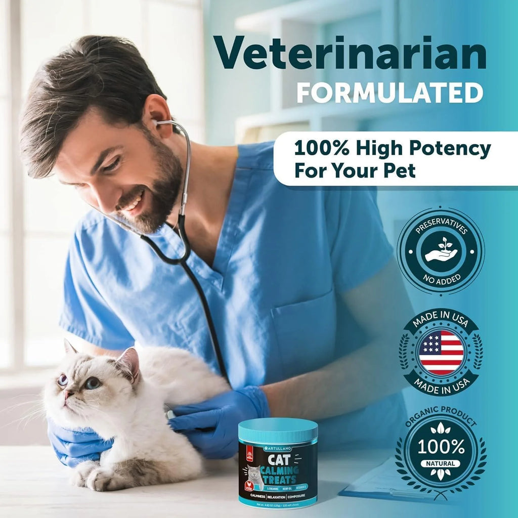 Hemp Calming Treats for Cats & Kittens Anxiety Relief Melatonin